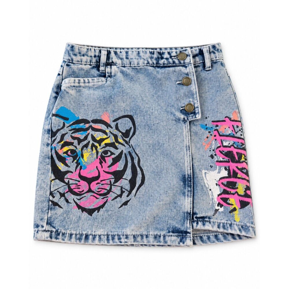 Girls Girl's Jean Tiger Graffiti Skirt